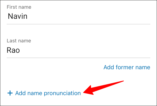 Add Name Pronounciation