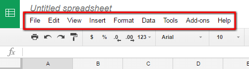 Google Spreadsheet Menu