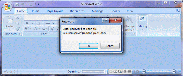Password Protected Word Document